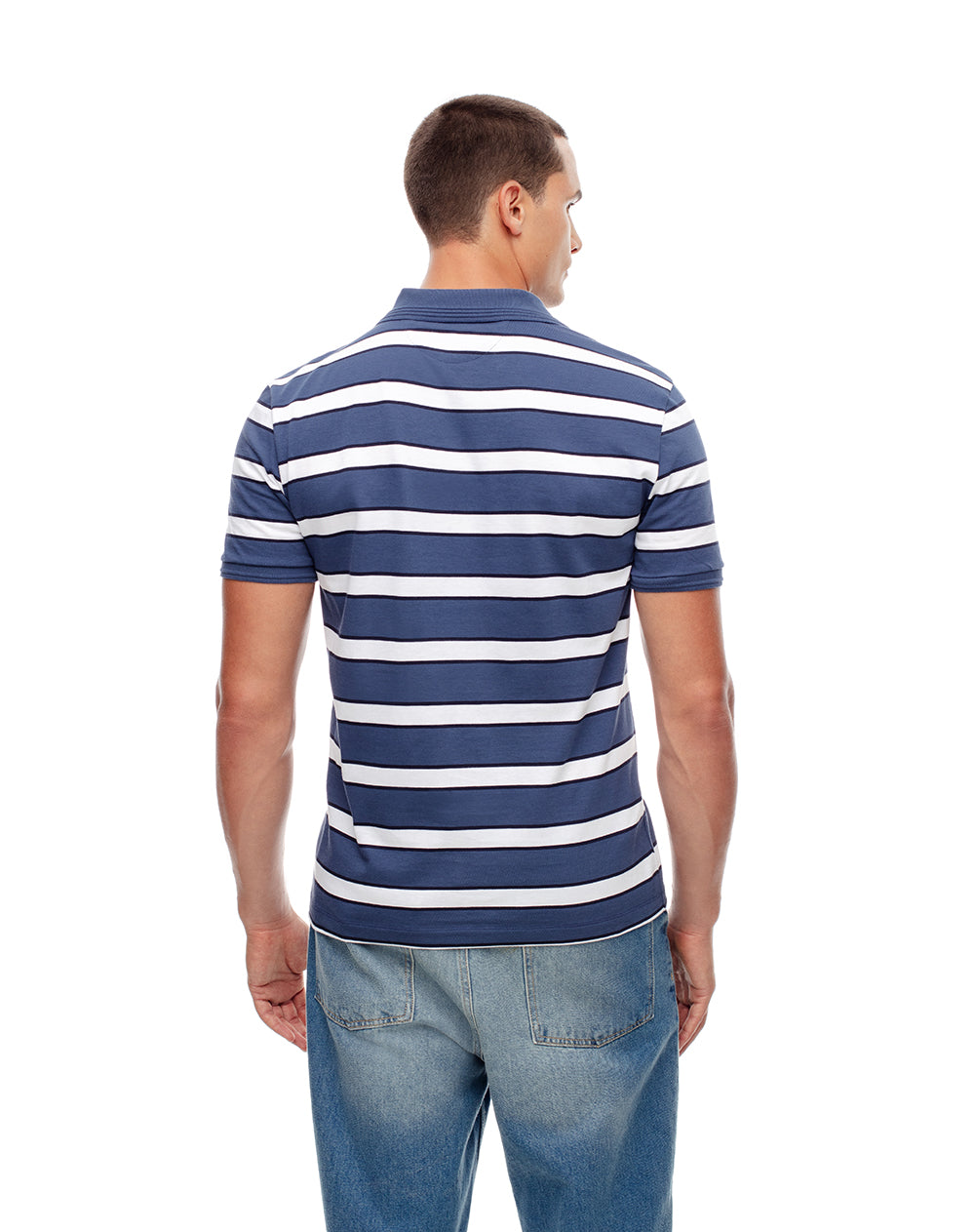 Polo regular fit azul con rayas