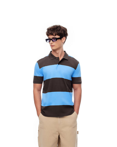 Polo regular fit azul con rayas