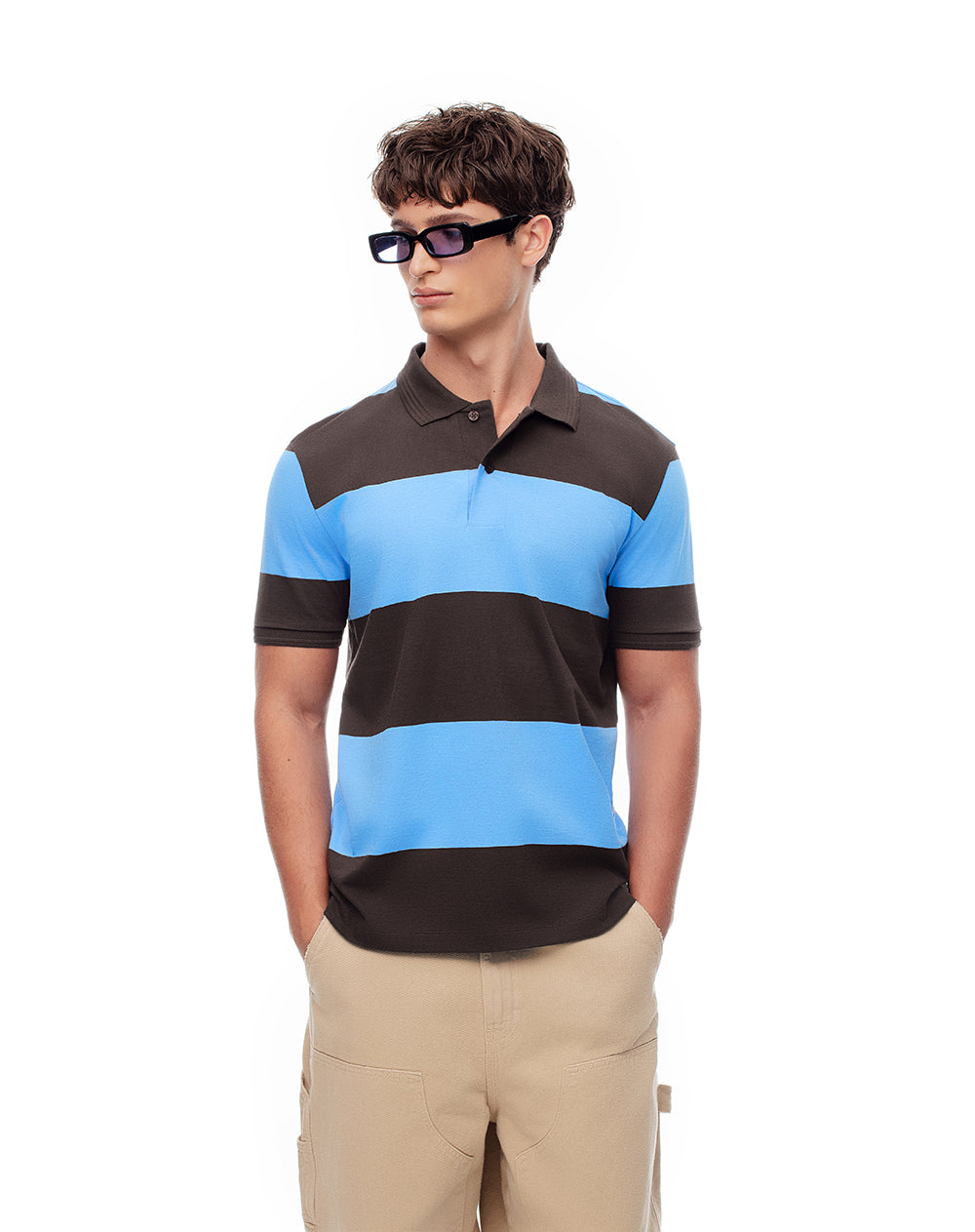 Polo regular algodón azul rayas hombre
