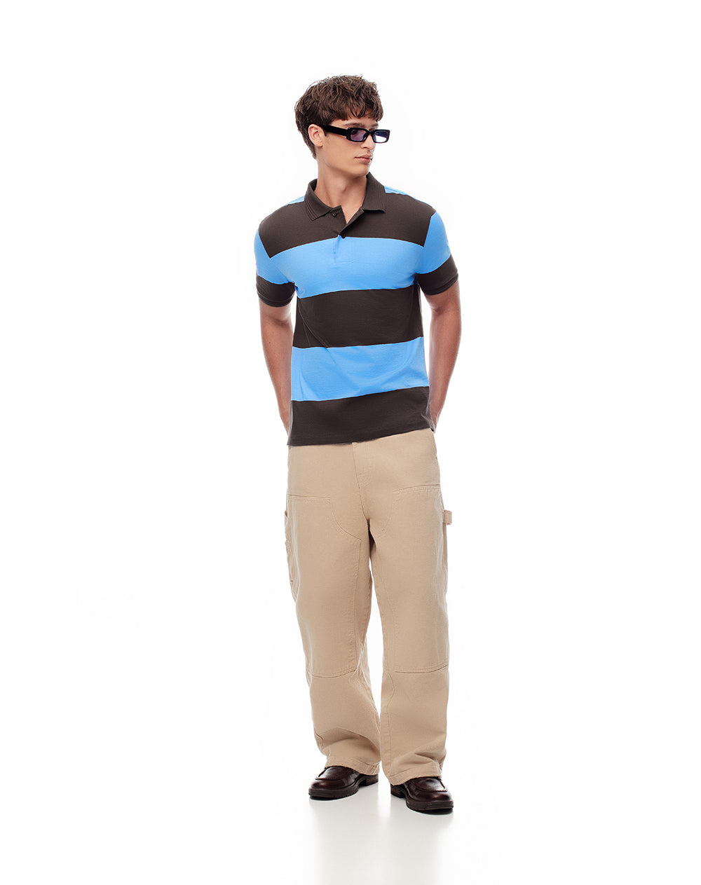 Polo regular algodón azul rayas hombre