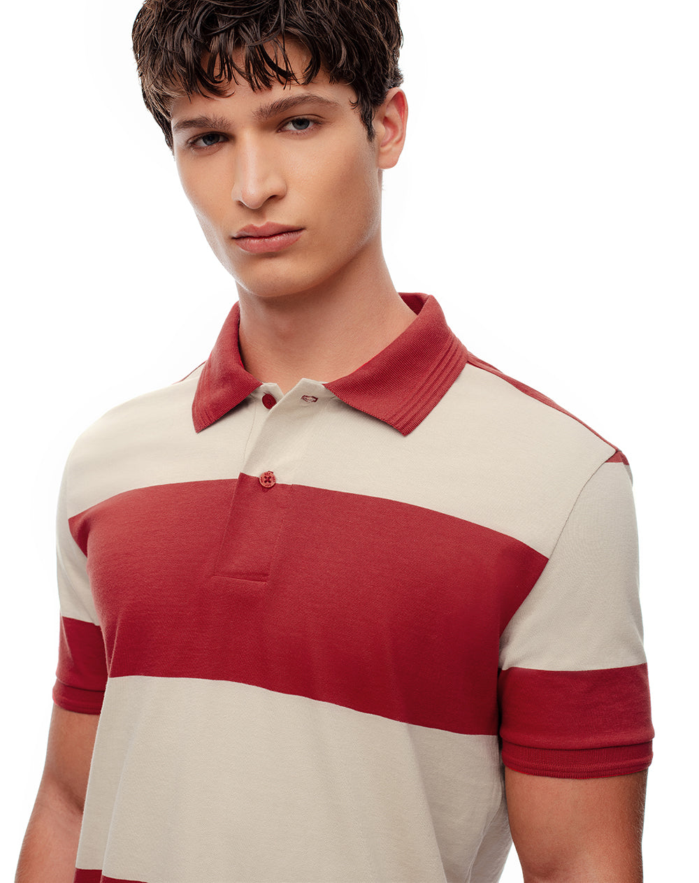 Polo regular fit rojo rayas