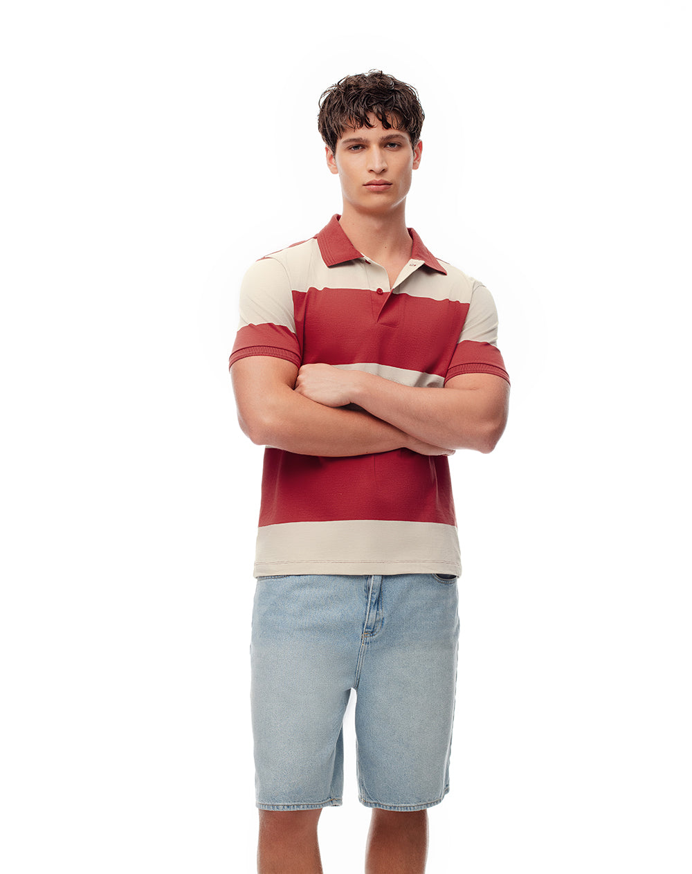 Polo regular algodón rojo rayas hombre