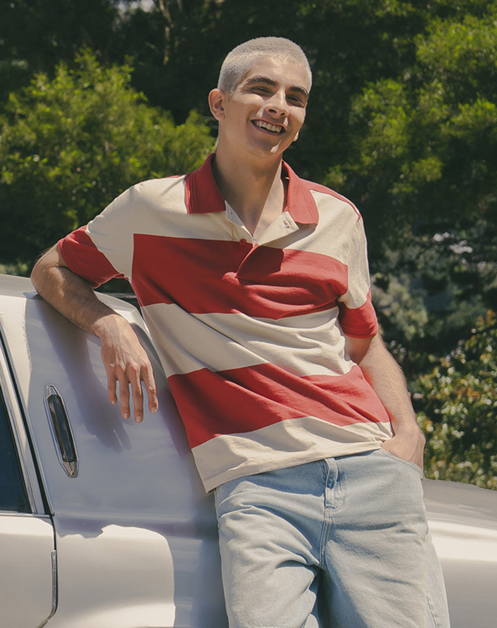 Polo regular algodón rojo rayas hombre