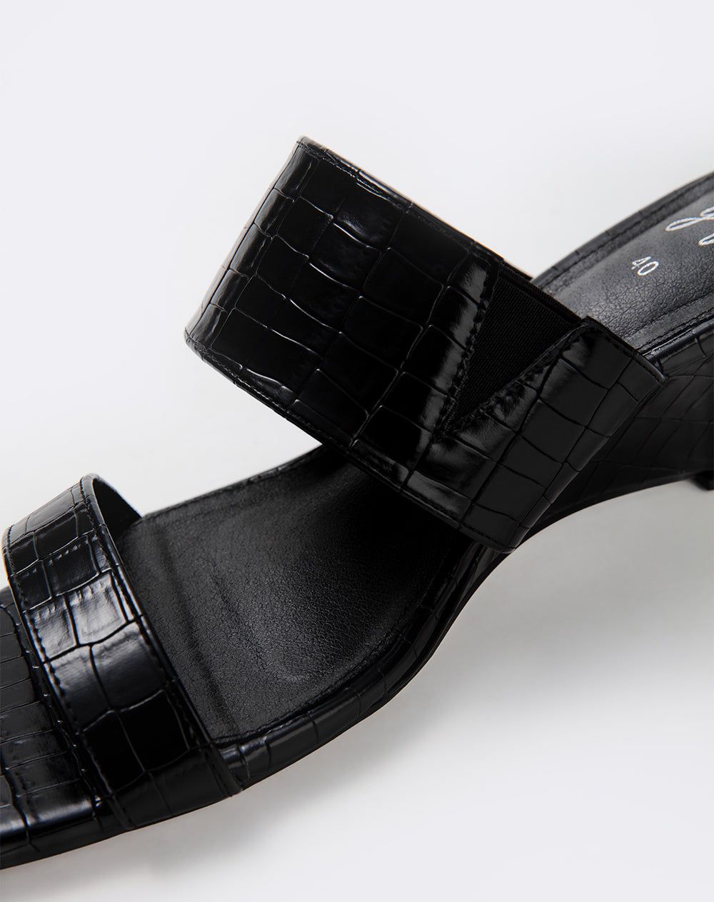 Sandalias mule de tacón ancho negras mujer