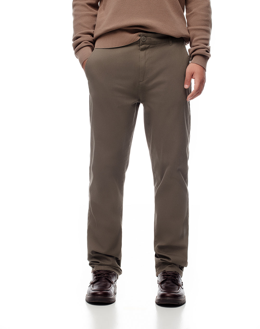 Pantalón chino slim 98% algodón café hombre