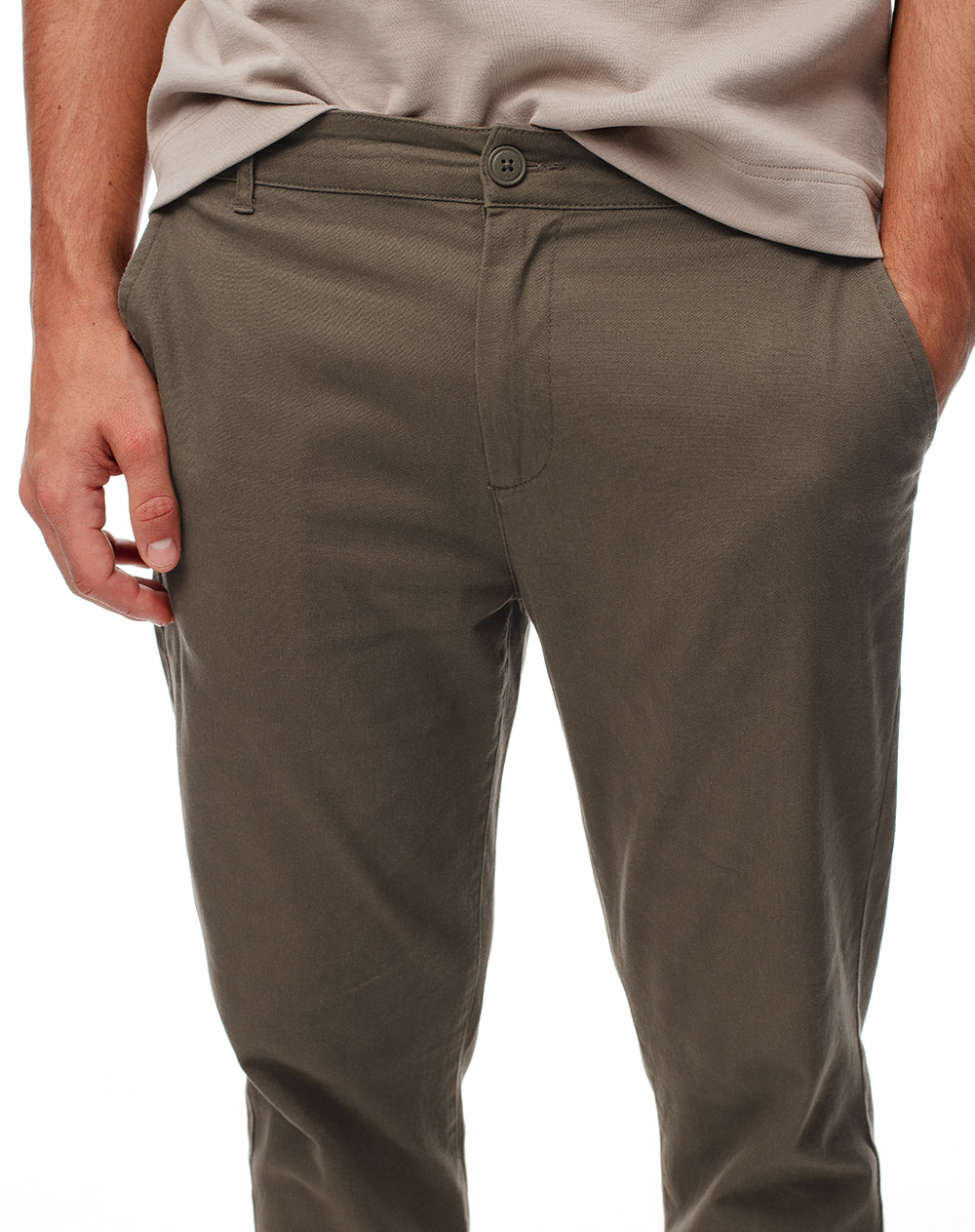 Pantalón chino slim algodón café hombre