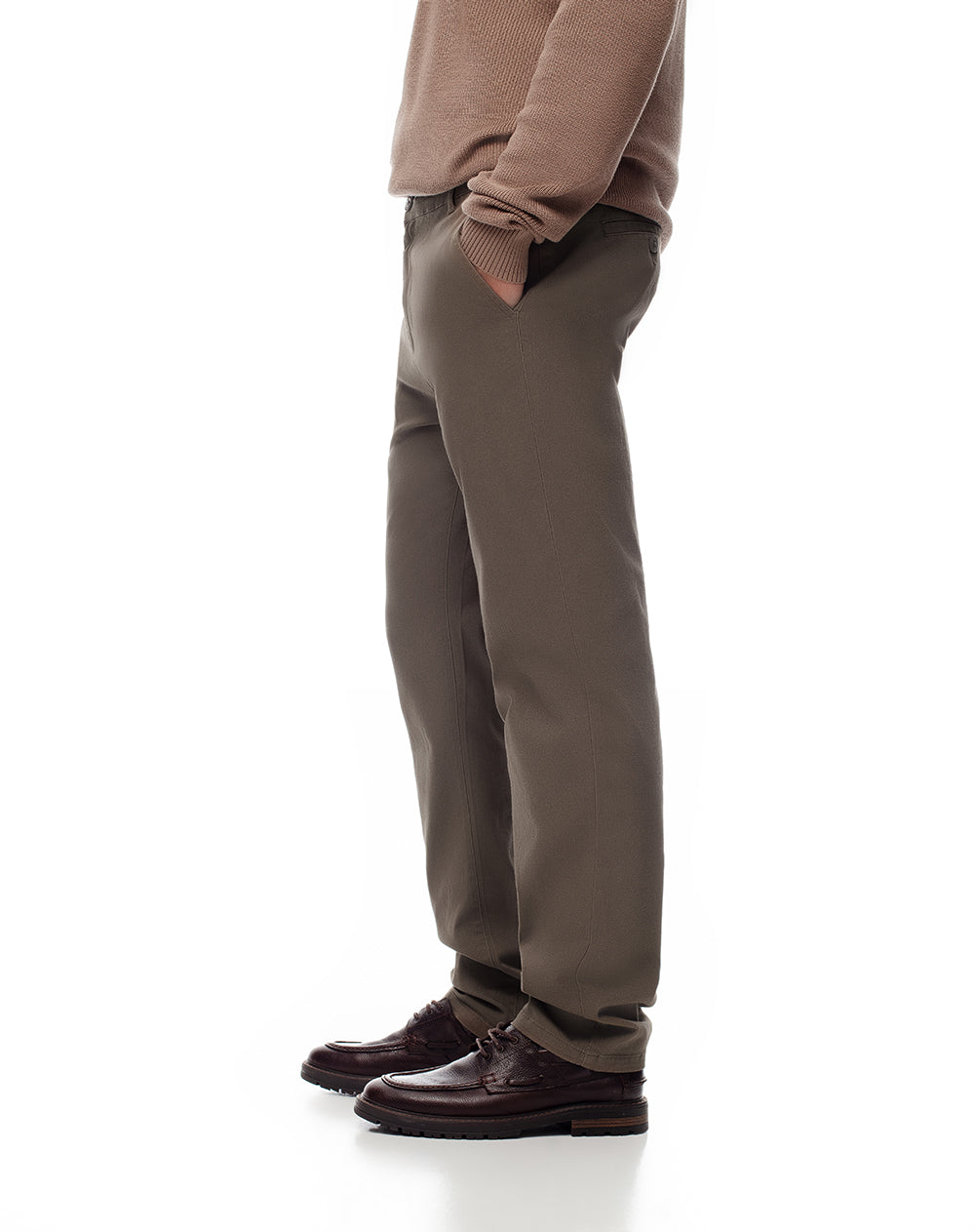 Pantalón chino slim 98% algodón café hombre
