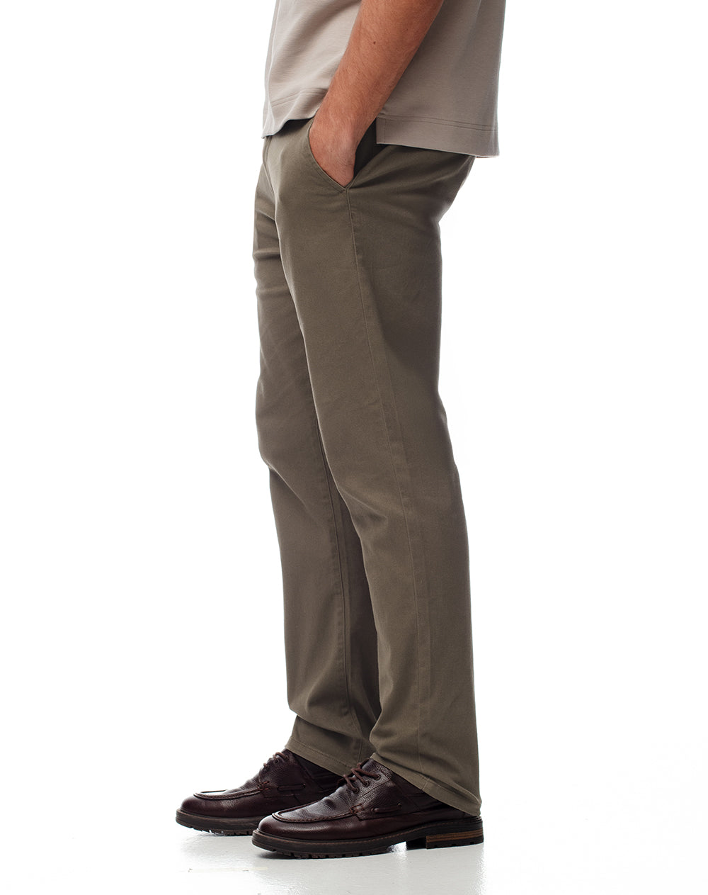 Pantalón chino slim algodón café hombre