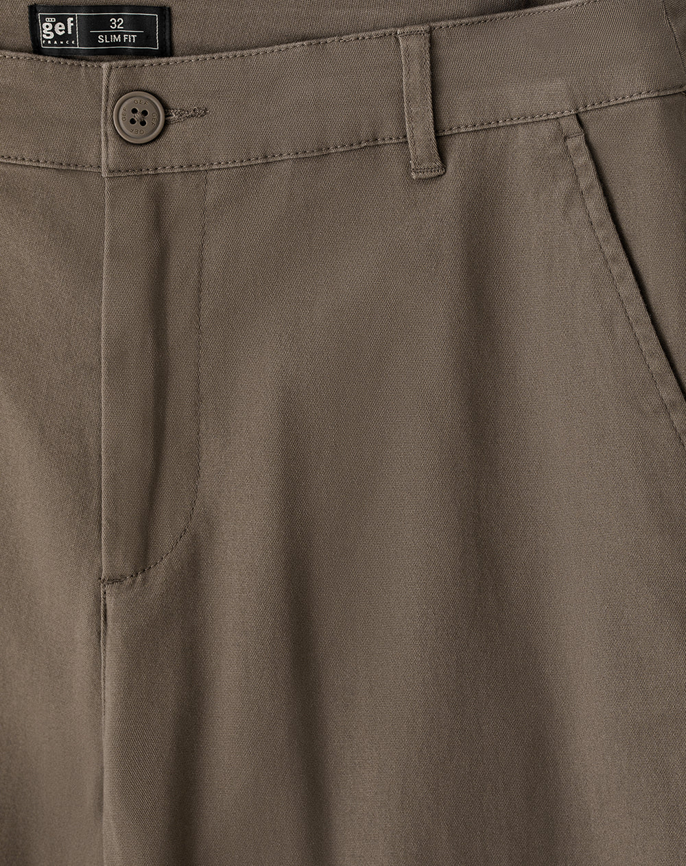 Pantalón chino slim 98% algodón café hombre