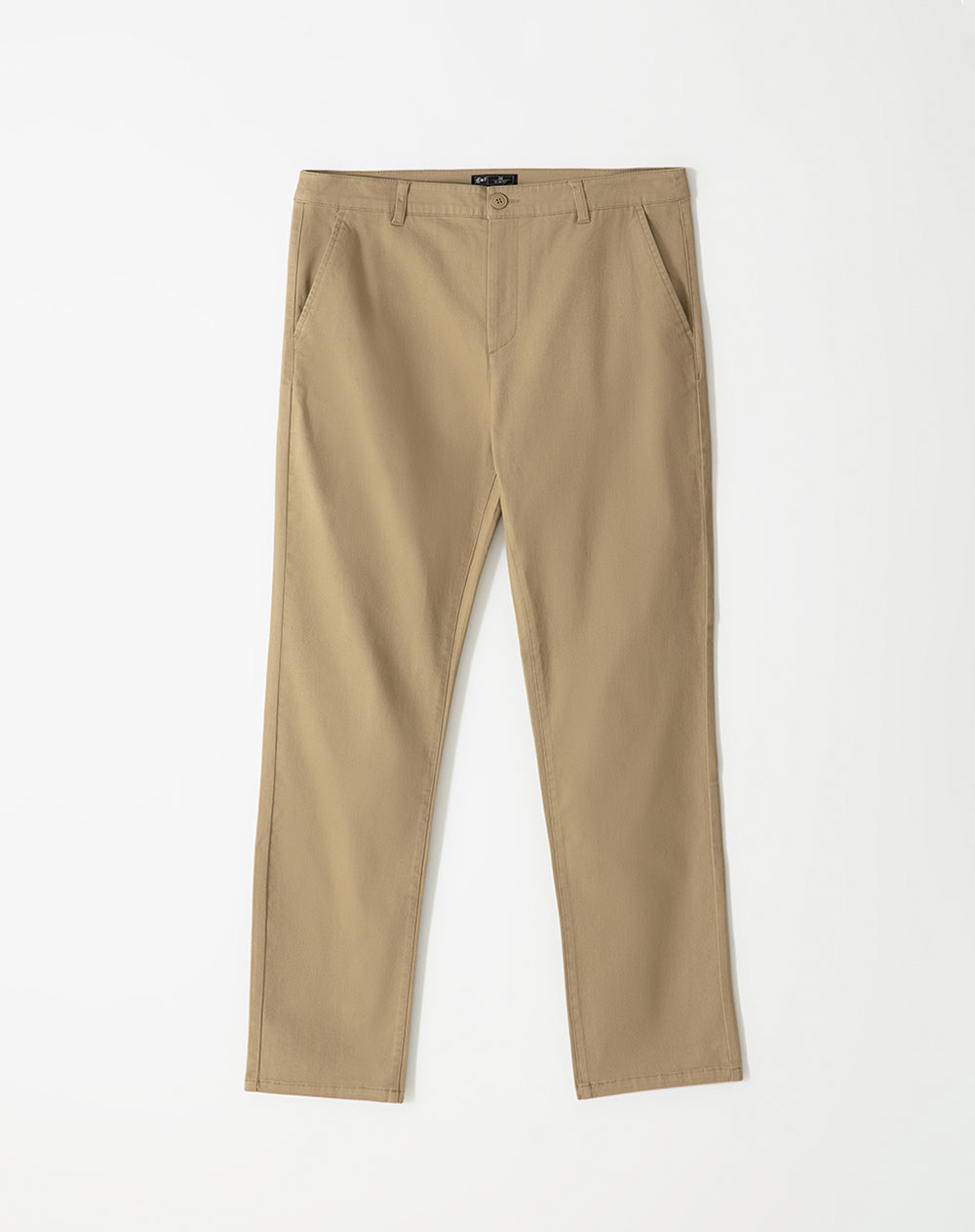 Pantalón slim fit tiro medio khaki