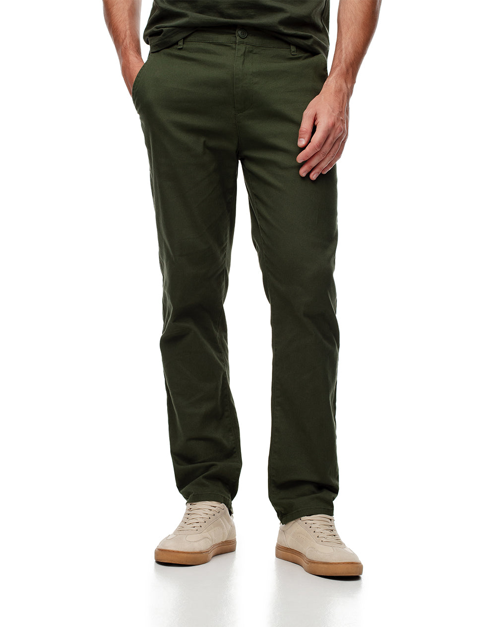 Pantalón slim fit tiro medio verde