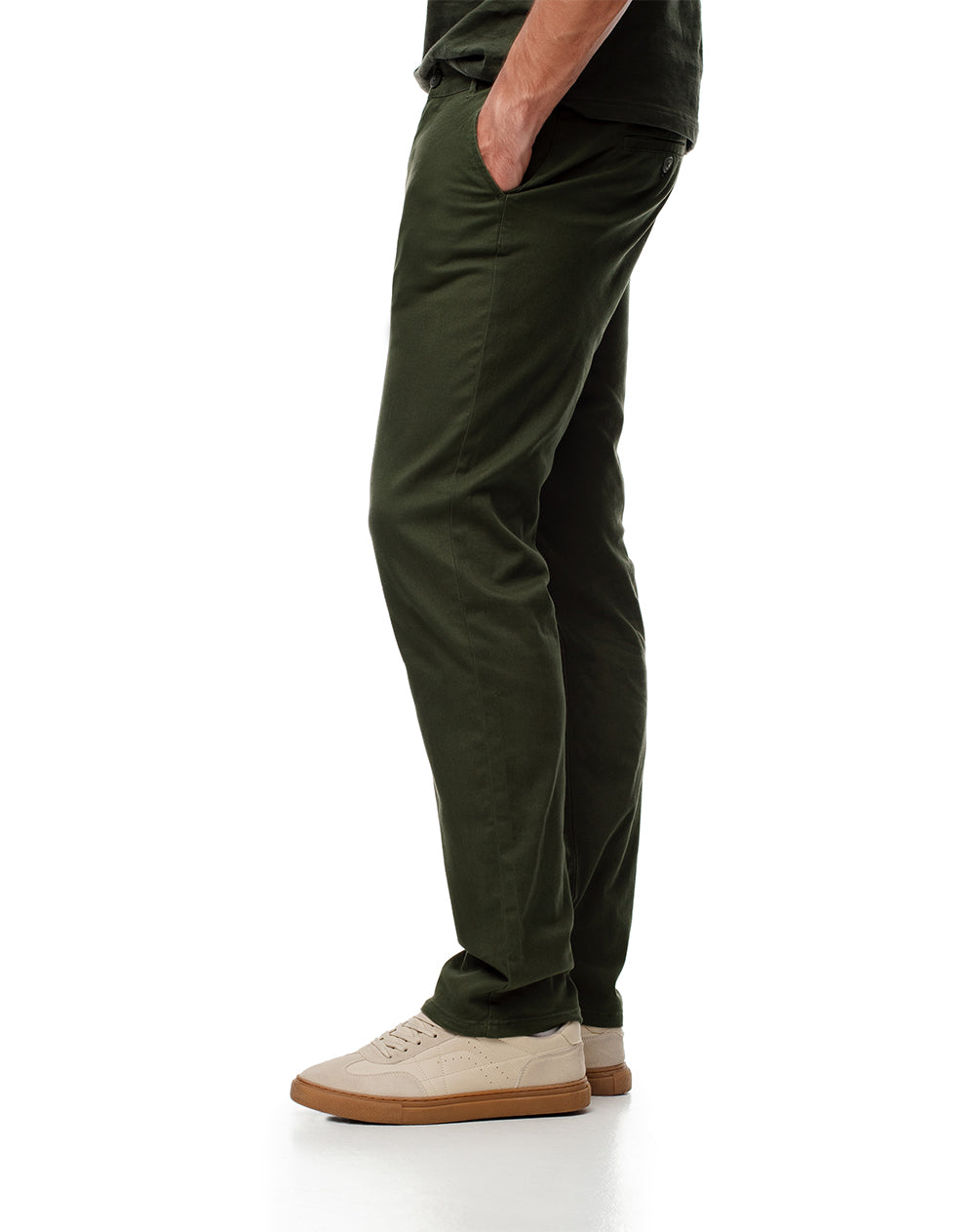 Pantalón slim fit tiro medio verde