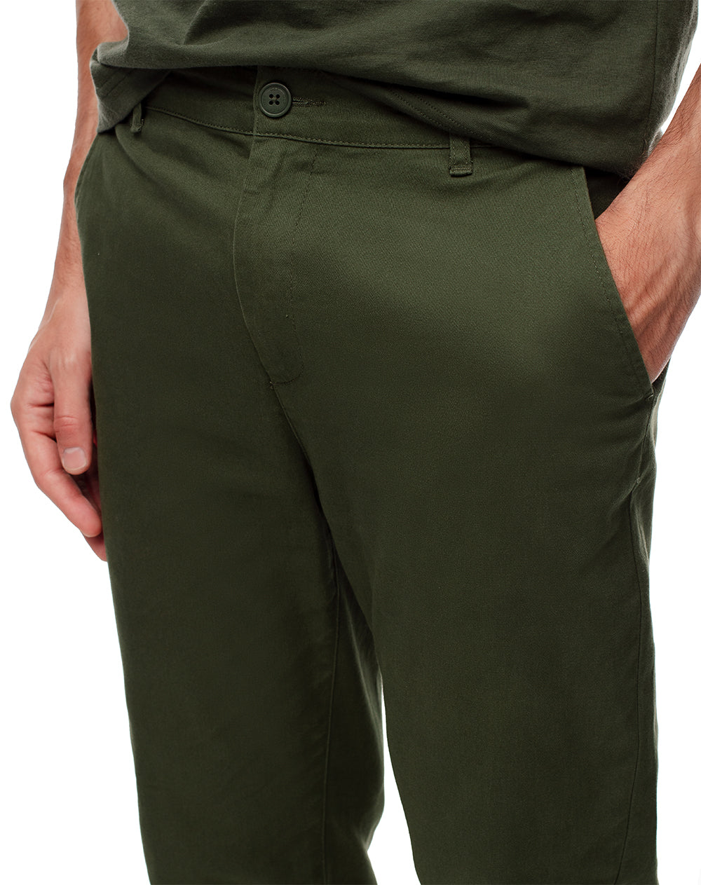 Pantalón slim fit tiro medio verde