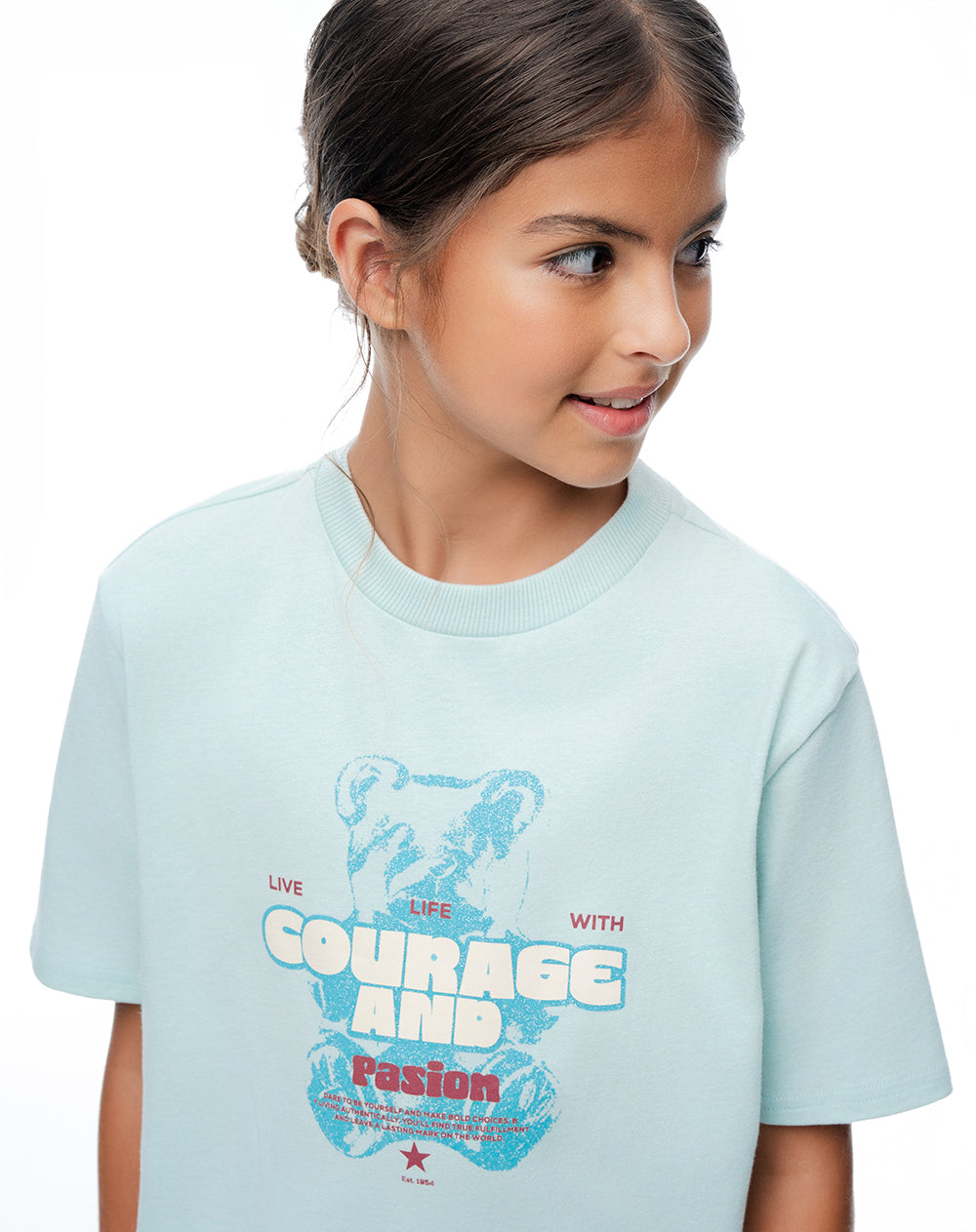 Conjunto pantalon corto camiseta azul niña