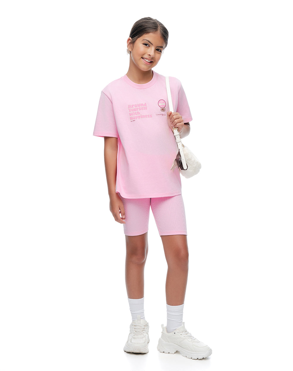 Conjunto pantalon corto camiseta rosado niña