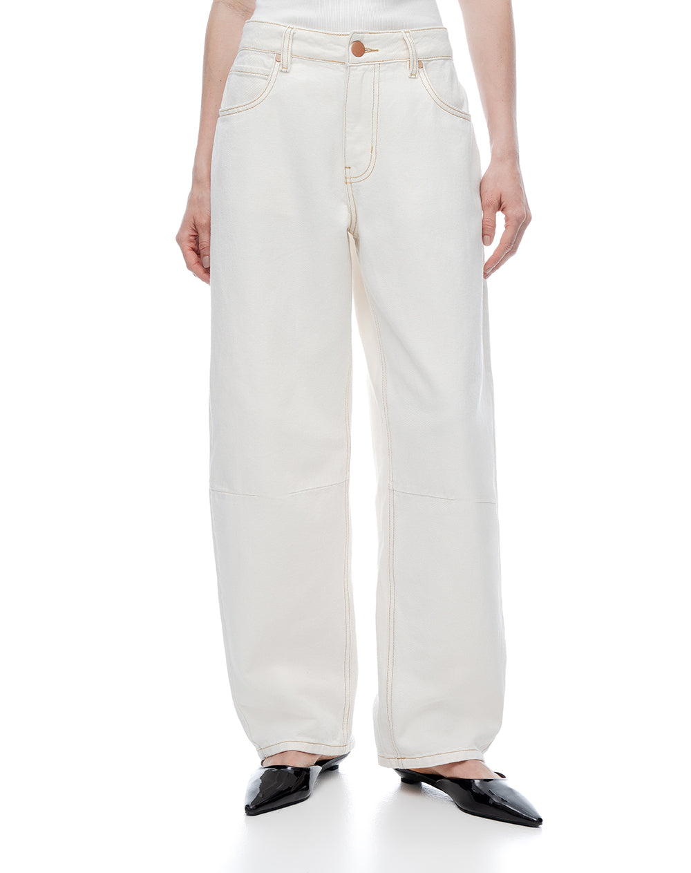 Jean baggy tiro medio crudo mujer