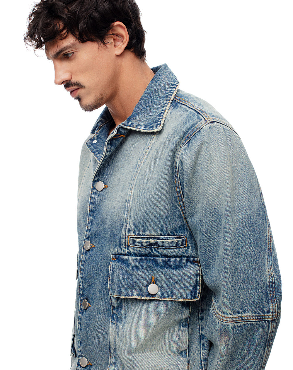 Chaqueta regular fit sin capucha índigo medio