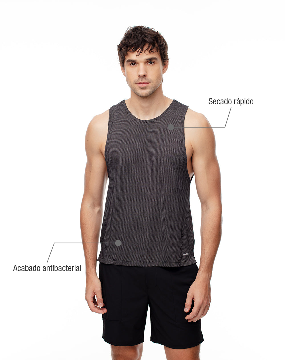 Camisilla deportiva antibacterial negra hombre