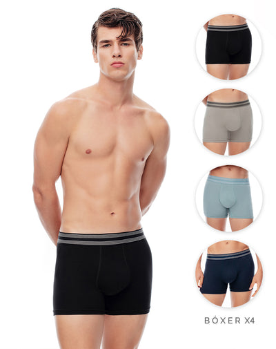 Bóxer medio jersey algodón x4unds surtido
