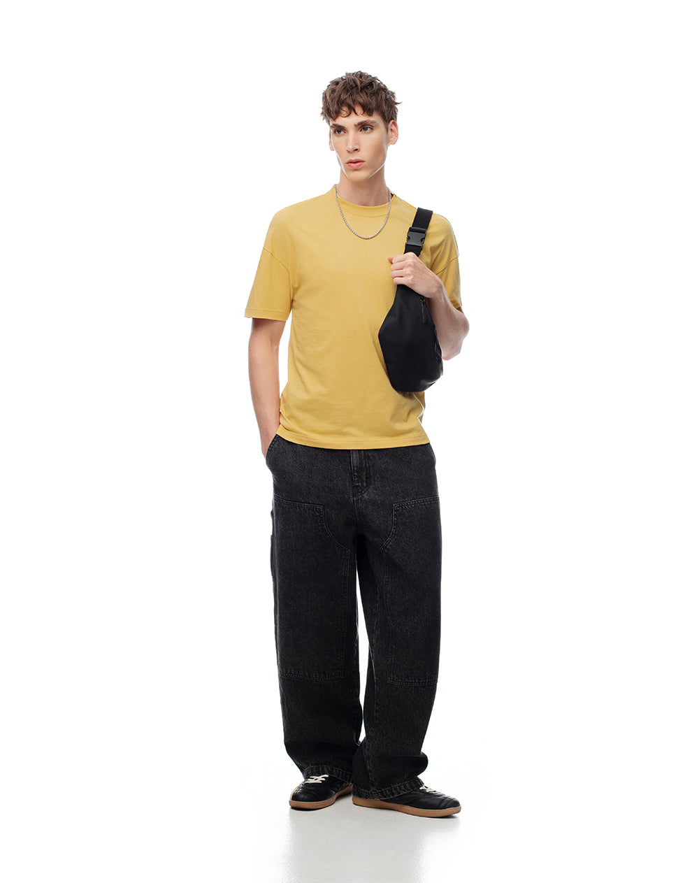 Camiseta regular algodón amarilla hombre