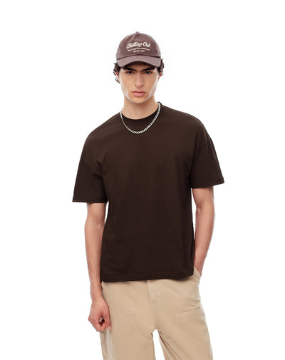 Camiseta regular algodón chocolate hombre
