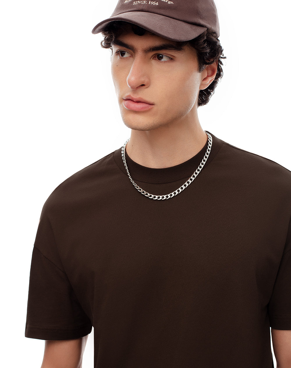 Camiseta regular algodón chocolate hombre