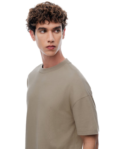 Camiseta regular manga corta habano hombre