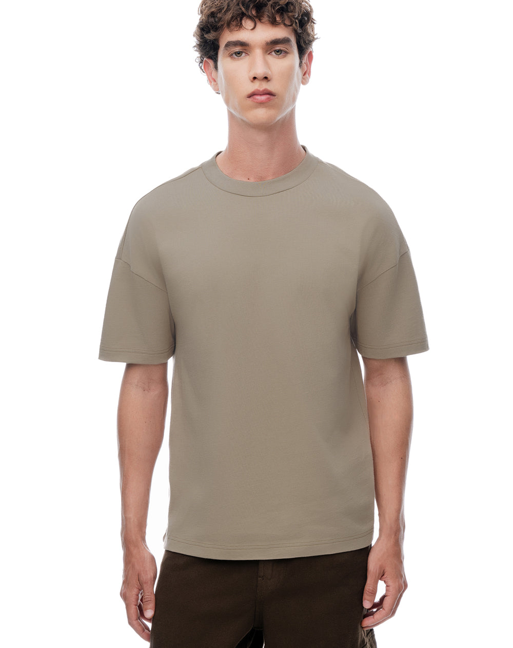Camiseta regular manga corta habano hombre