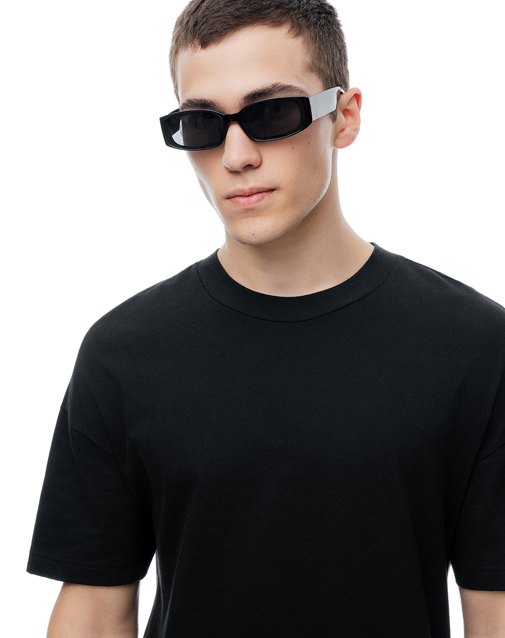 Camiseta regular algodón negra hombre