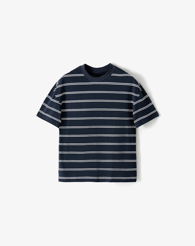 Camiseta regular manga corta azul rayas hombre