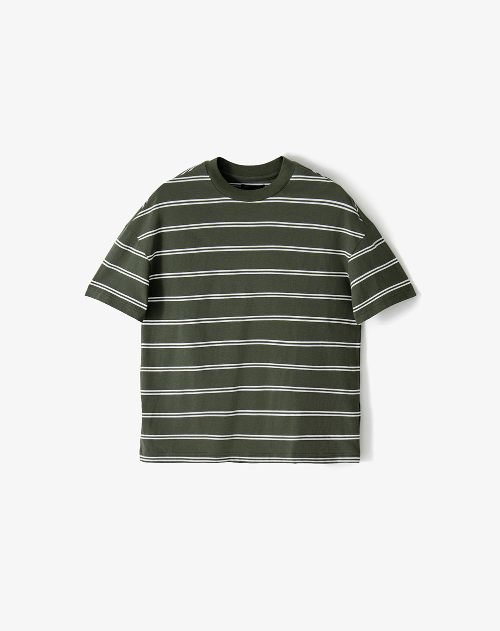 Camiseta regular manga corta verde rayas hombre