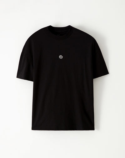 Camiseta regular algodón negra bordado unisex hombre