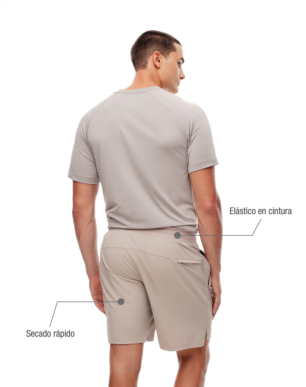 Pantaloneta deportiva secado rápido taupe hombre