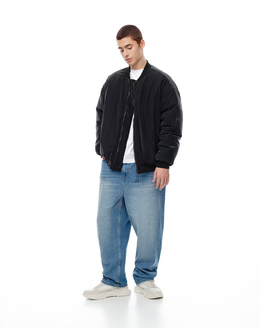 Chaqueta regular fit sin capucha negra