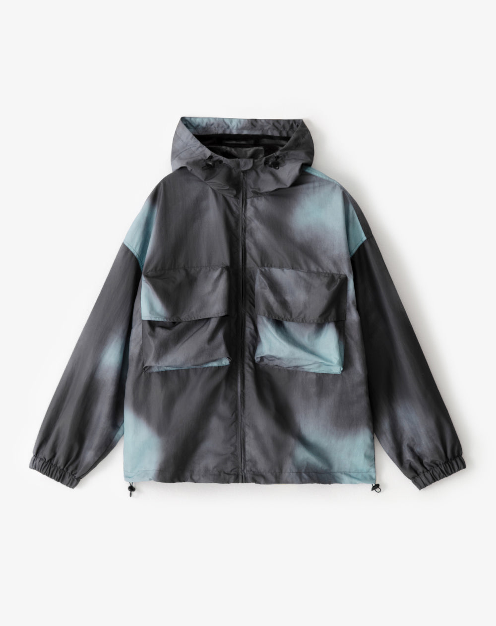 Chaqueta regular fit con capucha gris estampado