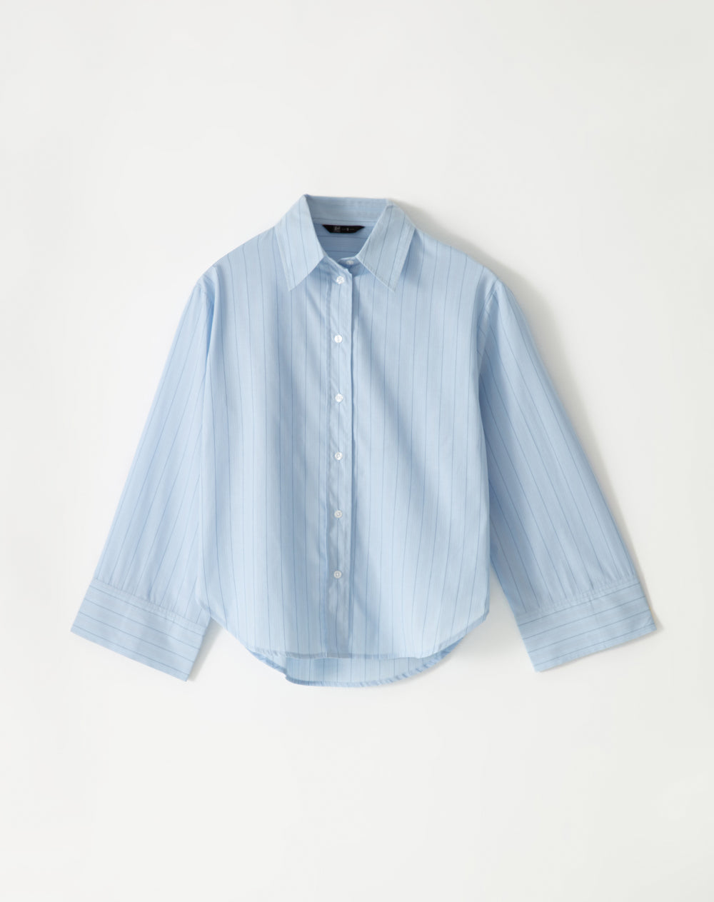 Camisa oversized fit manga larga azul con rayas