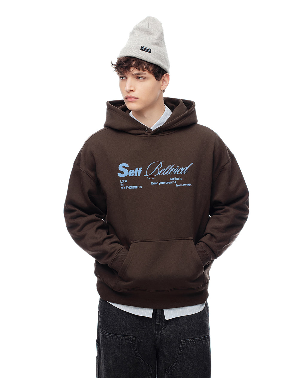 Buzo tipo hoddie chocolate hombre