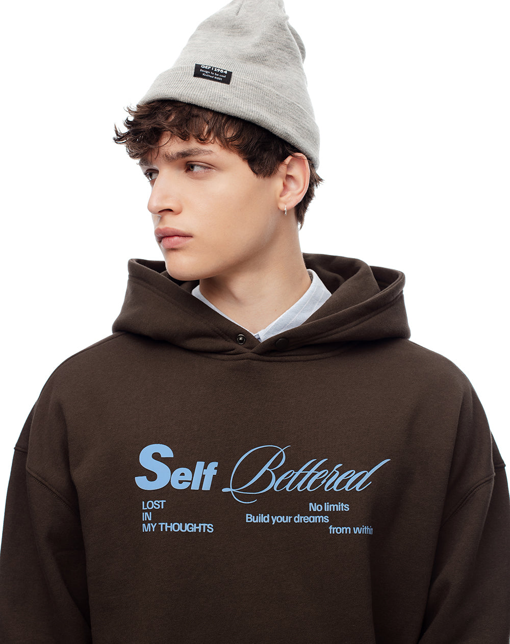 Buzo tipo hoddie chocolate hombre