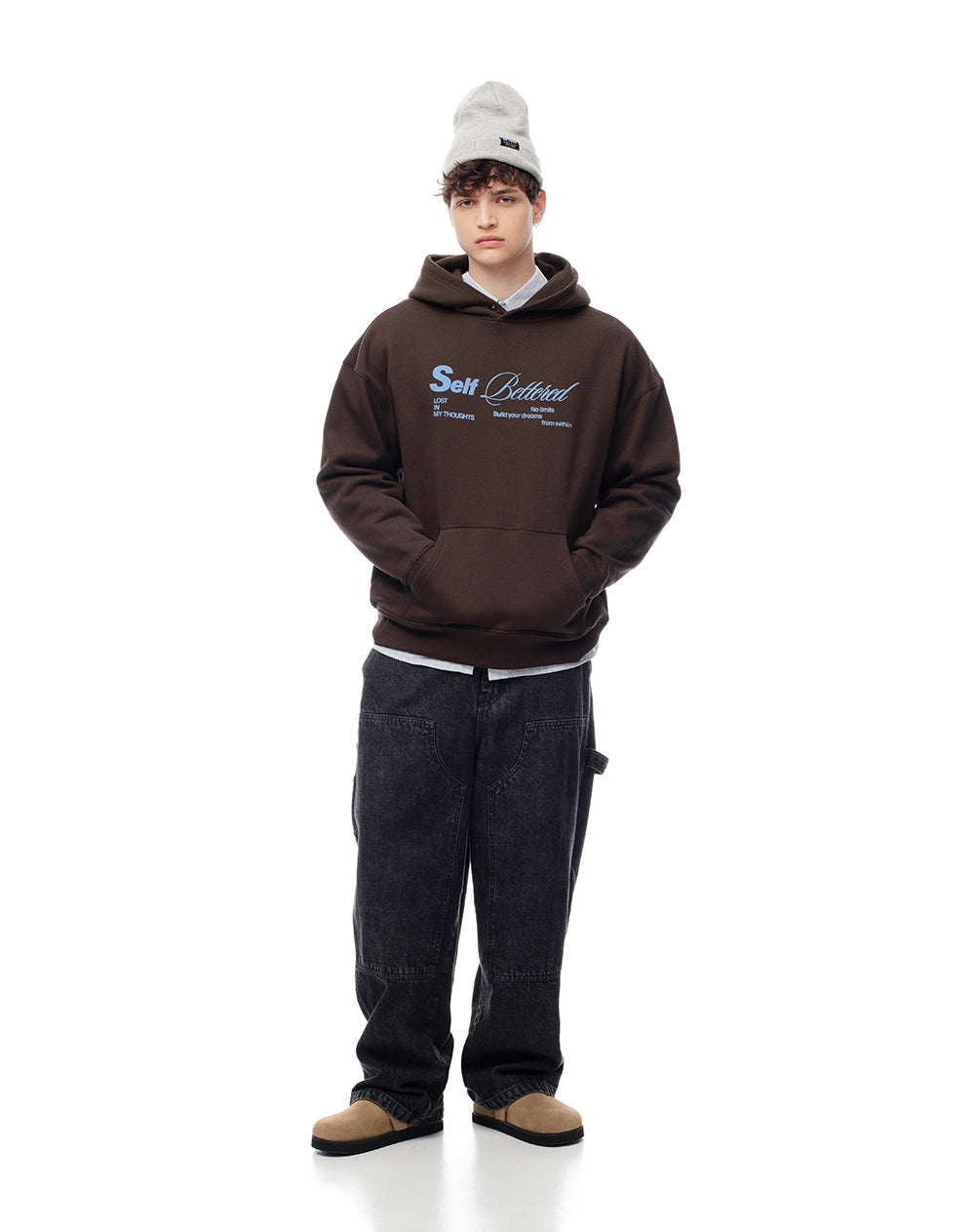 Buzo tipo hoddie chocolate hombre