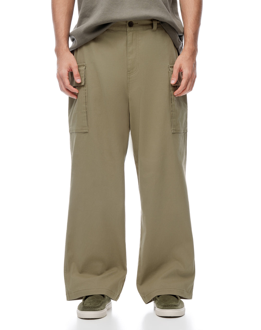 Pantalón cargo drill caqui hombre
