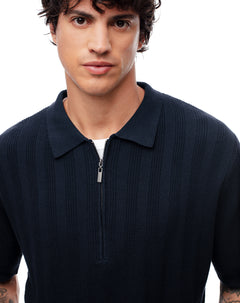 Polo regular tejido de punto algodón azul hombre