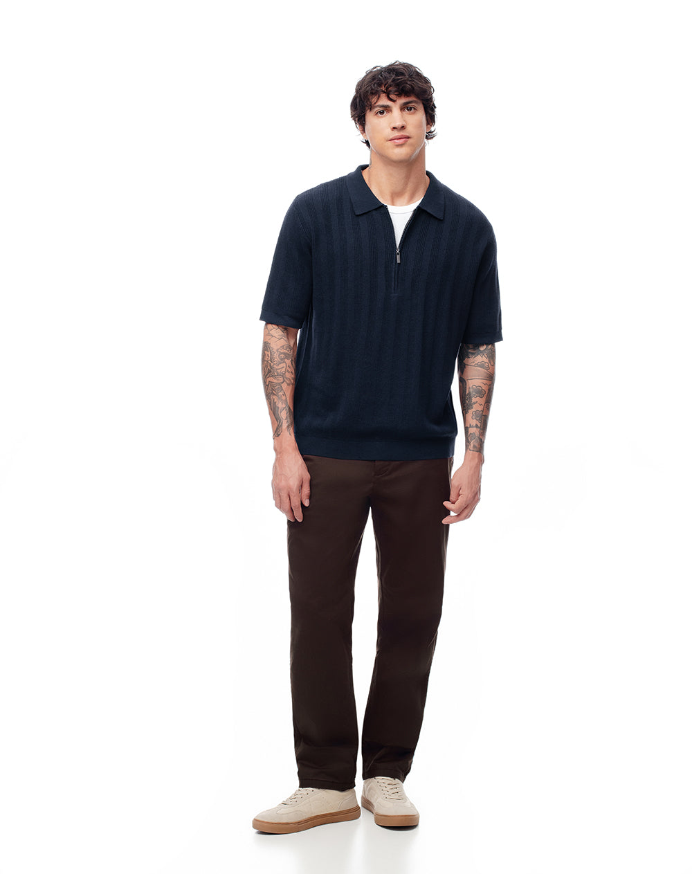 Camisa regular fit manga corta azul