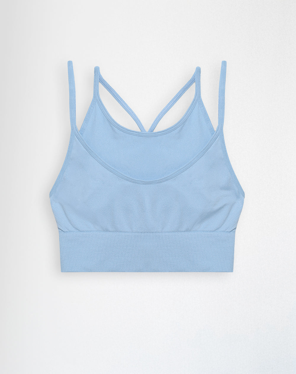 Top deportivo soporte medio doble en seamless azul