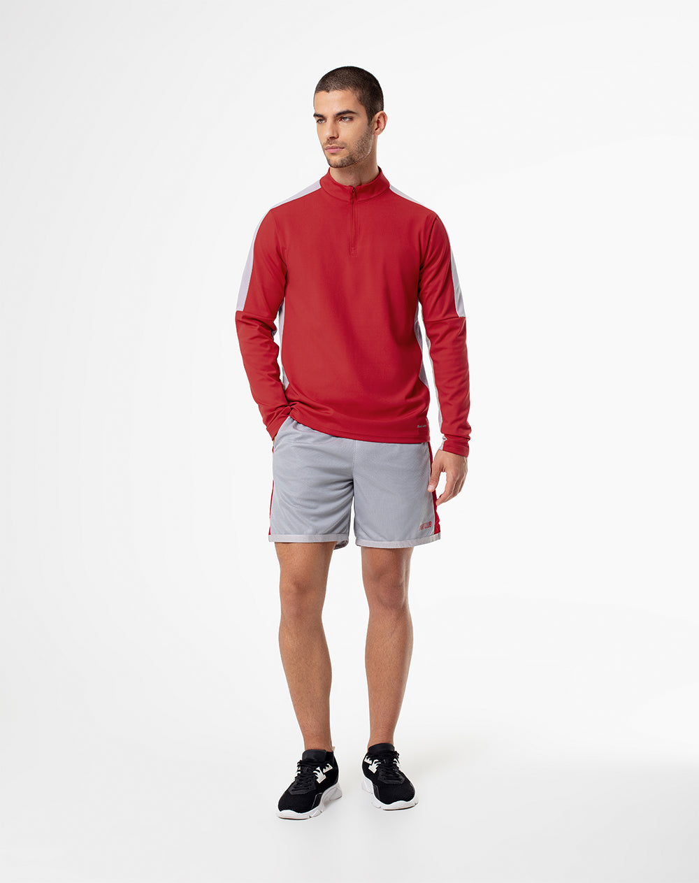 Chaqueta regular fit sin capucha rojo bloques