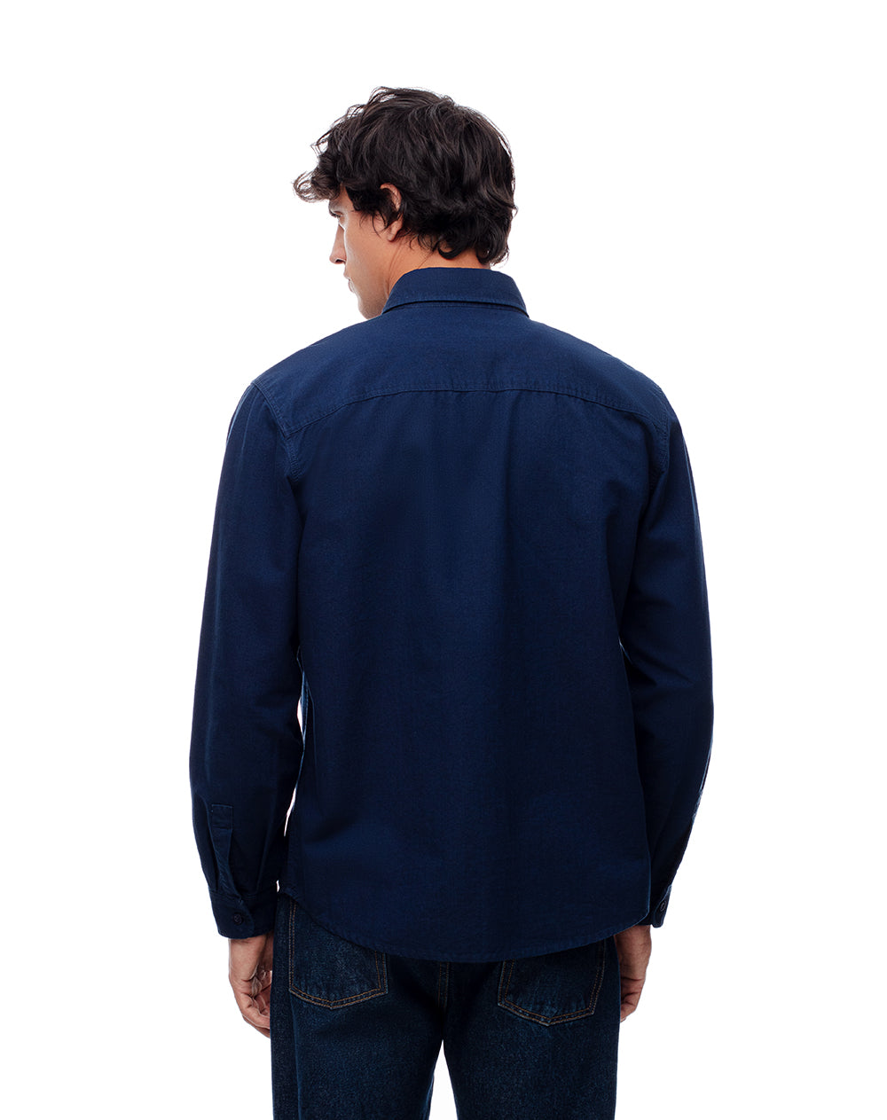 Camisa regular fit manga larga índigo oscuro