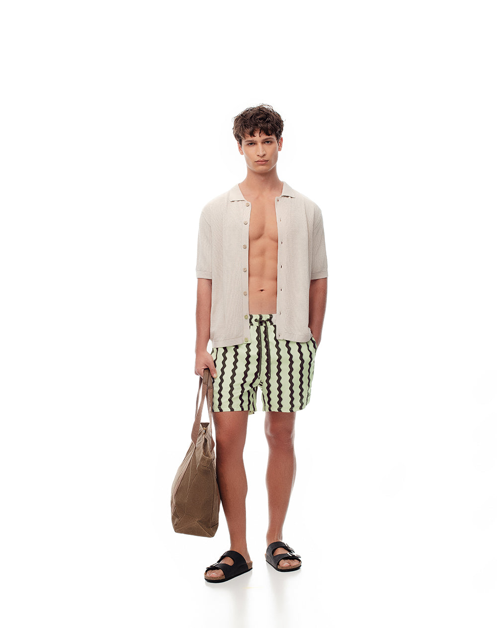 Short pantaloneta habano rayas