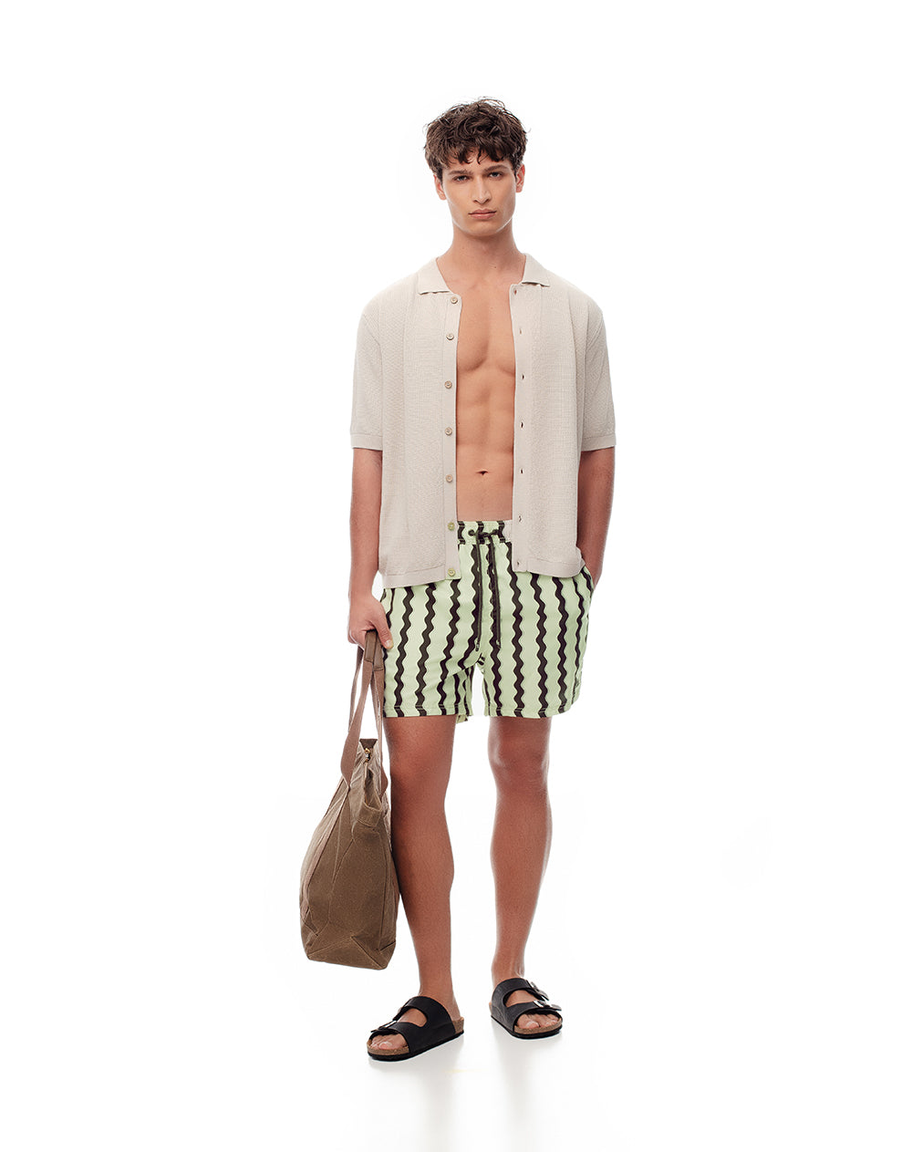 Pantaloneta de baño rayas hombre