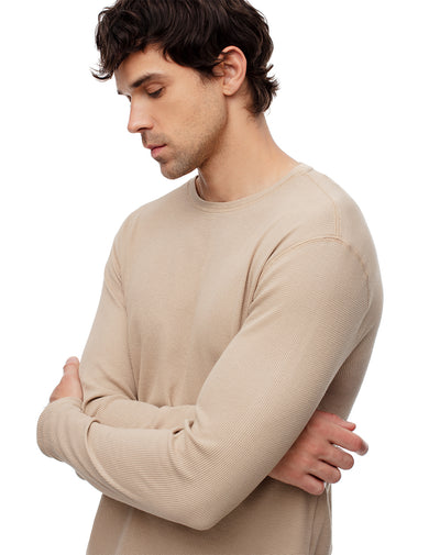 Camiseta relaxed fit manga larga kaki