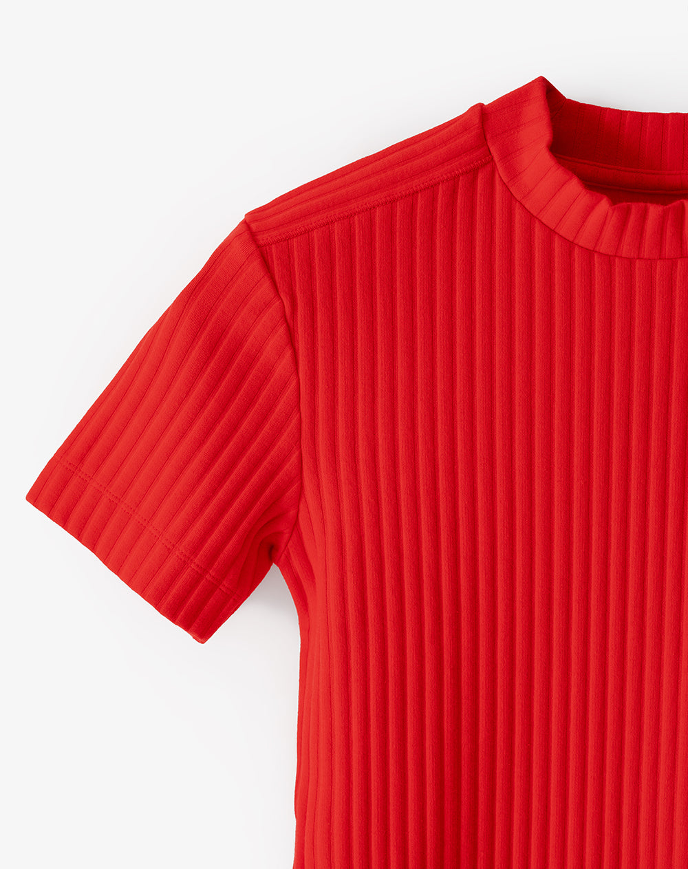 Camiseta crop slim algodón roja mujer