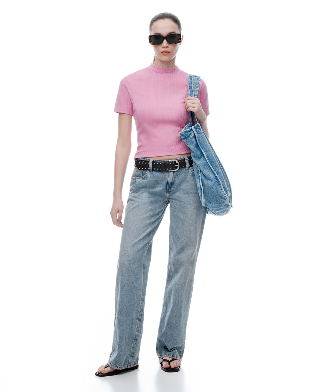 Camiseta slim fit manga corta rosada